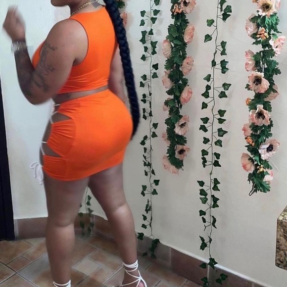 Orange trendy two piece summer skirt set - Picture 6 of 6